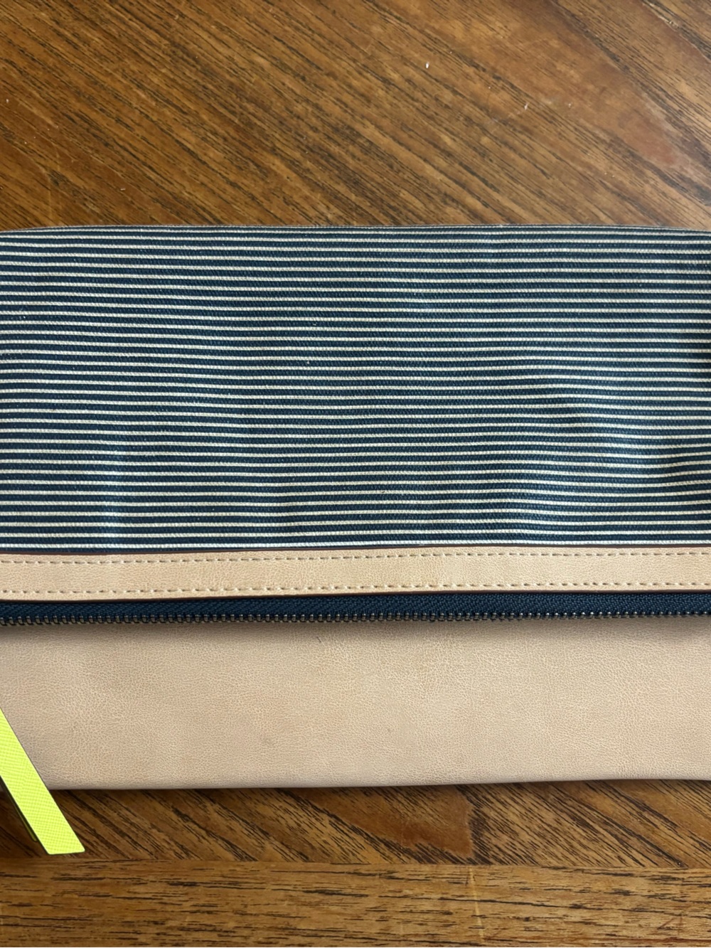 Stella & Dot Navy Stripe and Cream Fold-Over Clutch